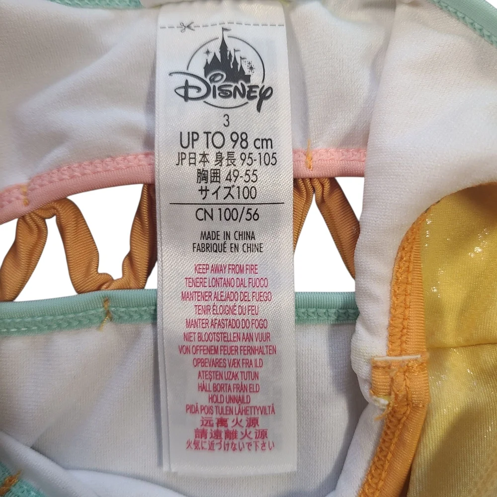 Disney Moana Swimsuit Girls 3T One Piece Yellow Floral Pua Graphic - Picture 7 of 9